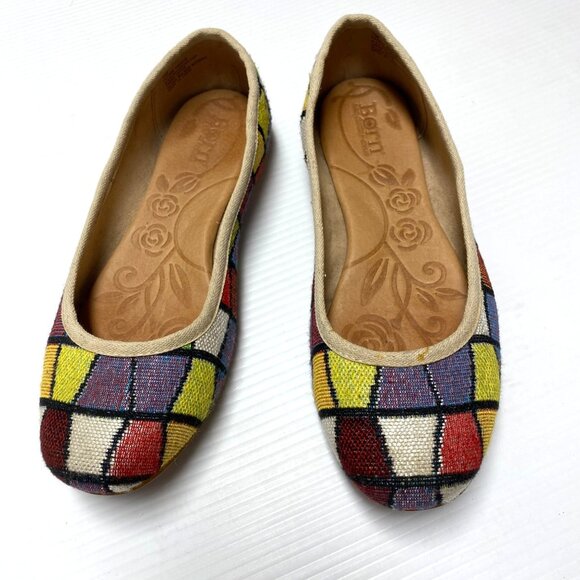 size 7 womens Born Abbee mosaic multicolored ballet flats woven fabric colorful - Picture 3 of 9
